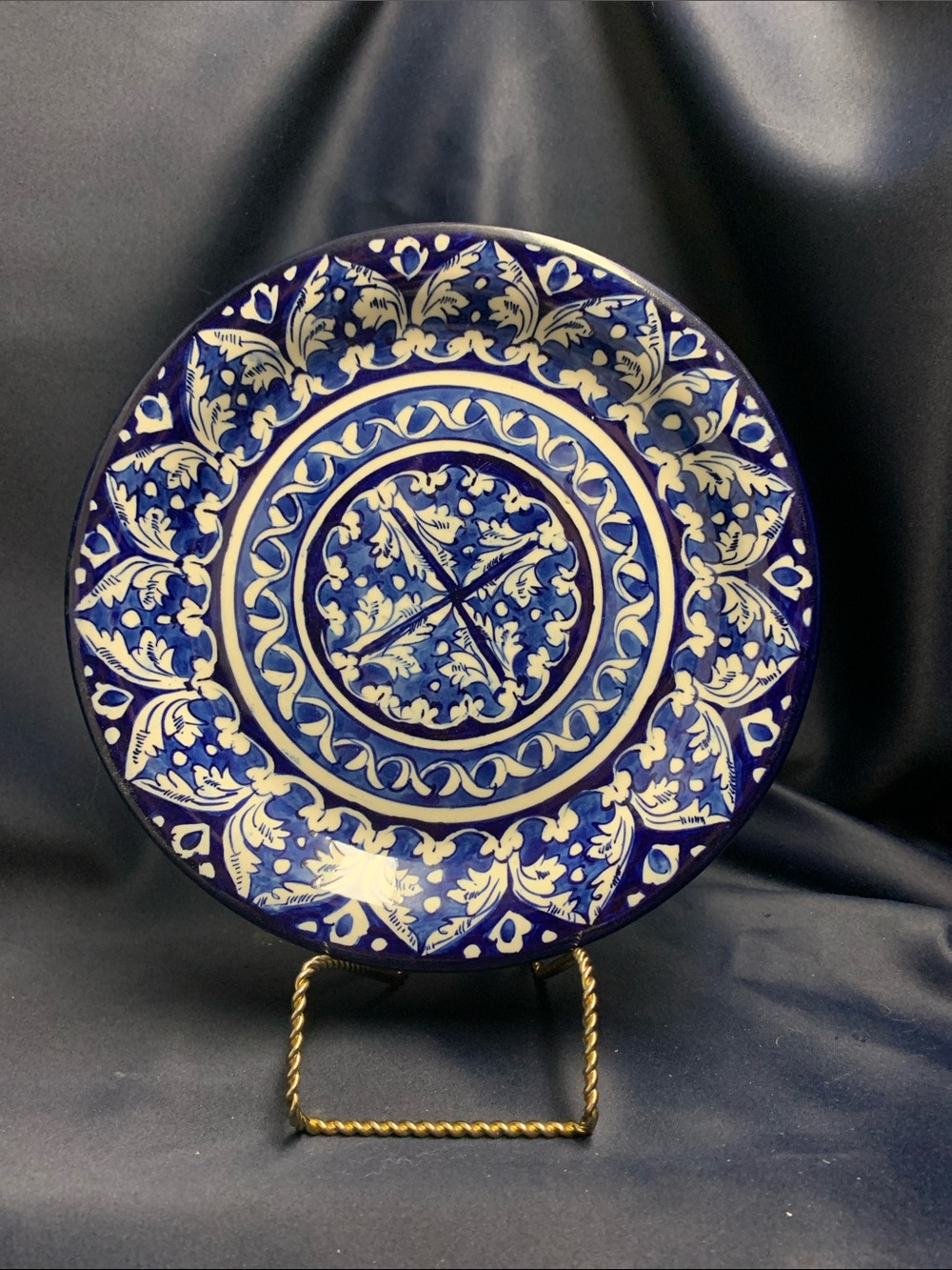 Blue and Cream Decorative Ceramic Plate